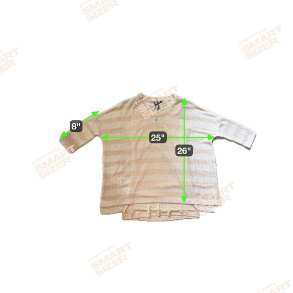 New GRACE ELEMENTS Pointelle Beige Winter White Striped Knit Layered Sweater Sm - Picture 14 of 15